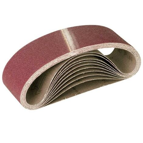 10 bandes abrasives MioTools p. ponceuses à bande, 533 x 75 mm / aucune trous / G120 / Corindon normal