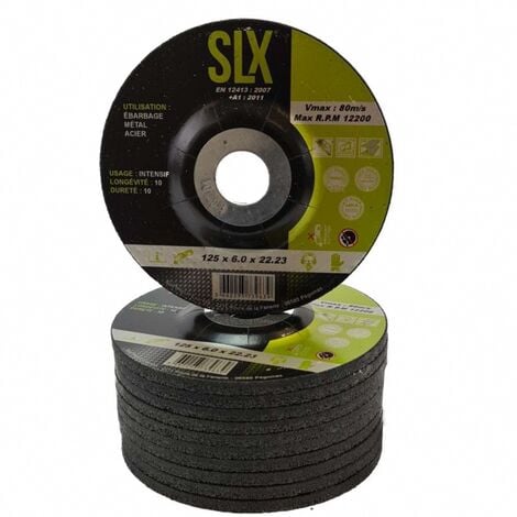 10 disques a meuler SLX PRO metal 125X6X22- ébarber - usage intensif - longevité 10 - dureté 10