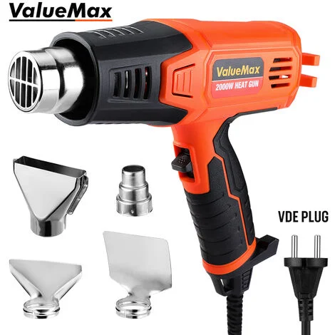 Valuemax Décapeur Thermique 2000W, Pistolet à Air Chaud à chauffage rapide double contrôle de température avec 4 buses, Protection de Surcharge