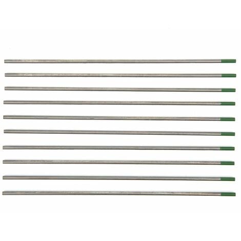 SJLERST  10pcs aiguille de tungstène TIG électrode de tungstène pure tête verte accessoires de soudage d'aiguille de tungstène, 2,4 x 150 mm, petit portable adapté au travail des soudeurs