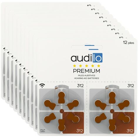 120 Piles auditives Audilo type 312 (lot de 20 plaquettes)