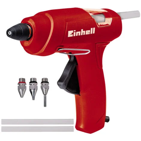 Einhell Pistolet à colle TC-GG 30 (30 W, Puissance de chauffe : 200 W) Livré avec buse standard, buse plate, buse d'extension, 3 bâtonnets de colle