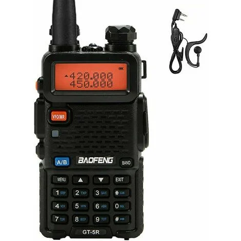 Tigrezy BAOFENG UV-5R Talkie-walkie Émetteur-récepteur FM Radio à deux canaux Double affichage 400-520mHZ 5W Radio à jambon à deux canaux rechargeable Radio à main avec écouteur, prise noire, UE