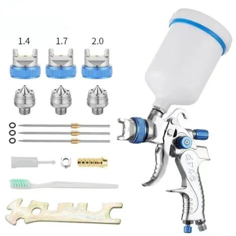 RHAFAYRE Professionnel Pistolet à Peinture 600cc avec 3 Buses 1,4mm 1,7mm 2,0mm,Pistolet pulvérisateur par gravité HVLP Meubles de Voiture Petit Pistolet de réparation