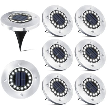 16 LED Lampe Solaire Extérieur-8 Pièces Spot Solaire Jardin Etanche Lampadaire pour Passerelle Chemin Terrasse Cour Souterraine Encastrer Pelouse