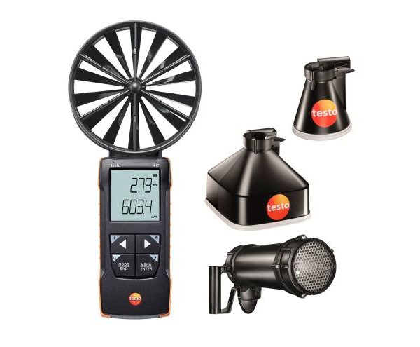 Anémomètre à hélice avec cônes de mesure et redresseur de débit