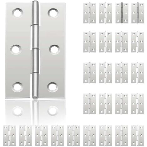 24Pcs Petit Charnières pour Portes, Charnière Inox, DIY Charnières de Portes pour Porte Placard  Charnière Piano  Boîtes à bijoux  La Maison Meubles Matériel Armoire(44mm32mm)