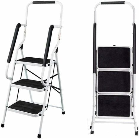 3 étapes Escabeau avec main courante de sécurité pliable de sécurité antidérapant Matt Safe Heavy Duty -