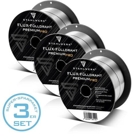 3 x STAHLWERK MIG MAG Premium Fil de remplissage E71T-GS Ø 0,8 mm 1 kg