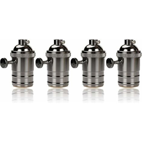 4 pièces Edison Douille Vintage E27 Adaptateur De Lampe avec interrupteur Rétro Vintage Lustre Sans Fil Noir