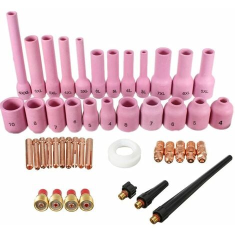 46 Pieces / ensemble TIG gaz lentille collet corps buse d'alumine Kit assorti pour SR WP-9 WP-20 WP-25 torche de soudage TIG