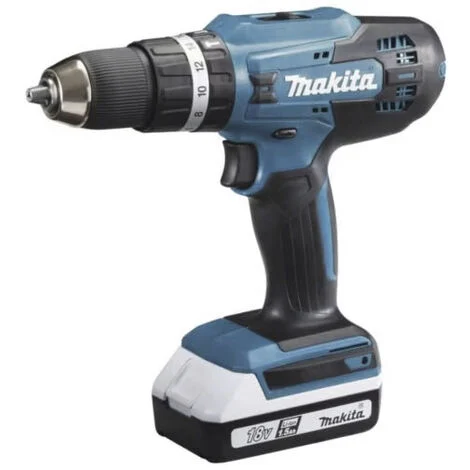 Perceuse visseuse à percussion 18V 42 Nm - MAKITA - 2 batteries 18v 2ah BL1820G + chargeur + 74 pièces - HP488DAEX1