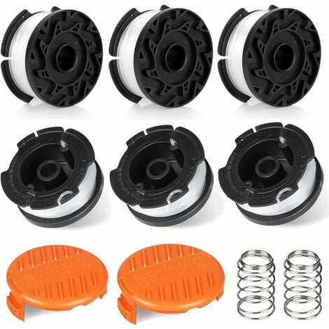 8 Pack Bobine Fil Coupe Bordure Compatible avec Black et Decker Coupe Bordures, Bobine de Fil Debroussailleuse(6 Fil Coupe Bordure,2 Couvercle,2 Ressort)
