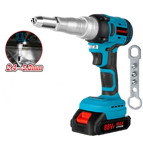 Riveteuse électroportative ONEVAN 20000N,2.4 - 5.0mm Pistolet à rivet - avec batterie et chargeur