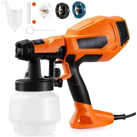 TACKLIFE Pistolet à Peinture Électrique, Pulvérisateur de Peinture 500W HVLP avec 3 Buses en Cuivre Fournies et 3 Modes de Pulvérisation de Peinture Max 100 DIN/S, Récipient 800ml-TLPS80A