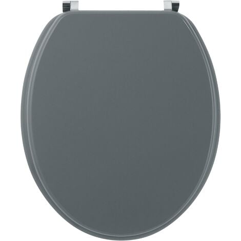 Abattant WC Woody en fibre de bois forme U avec charnières en inox Wirquin 20717953, gris