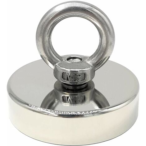aimant néodyme 140 kg force diamètre 60 mm, aimants avec anneaux de levage puissant pour l'industrie et la science, pêche magnétique