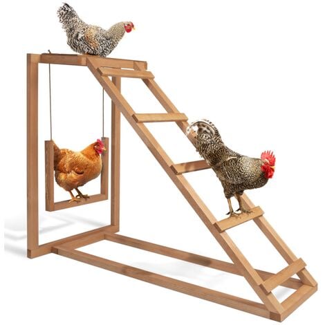 Aire de jeux en bois pour poules avec balançoire et perchoir