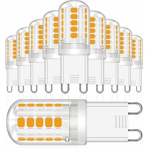 Ampoules LED G9, 3W Equivalent 30W Halogène Lampe, Blanc Chaud 2700K 380LM Sans Scintillement AC/DC 220-240V pour Chambre Salon Cuisine Jardin, Non Dimmable, Lot de 10