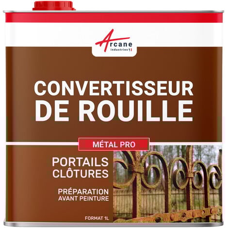 ANTI ROUILLE METALPRO : Convertisseur de Rouille et Traitement contre la Rouille - Efficace sur Portail, Volet, Carrosserie, Vélo etc... - 1 L  - ARCANE INDUSTRIES