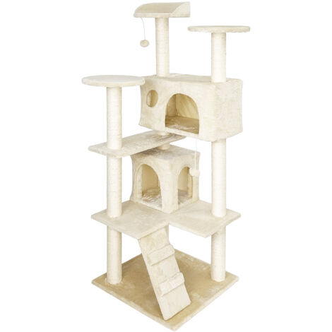 Arbre à chat beige 130cm Arbre d’escalade Arbre de grattage Jeu Chats