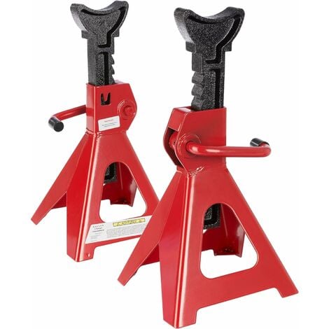 AREBOS 2x Chandelles à Crémaillère Crics de Levage 6000 kg 4 pieds Robustes pour une Stabilité Optimale Rouge