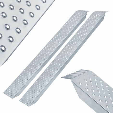 AREBOS 2X Rampe d'accès  Rampe de chargement moto   acier galvanisé  200kg par pièce, 400kg par paire  Rampe d'accès moto ATV Quad voiture Rampe de chargement voiture  Argent