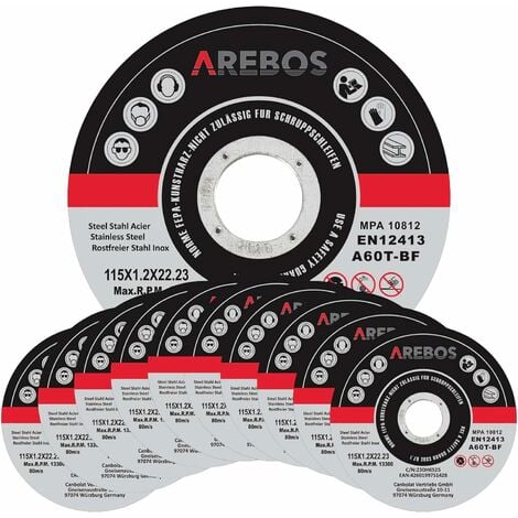 AREBOS 50x 115 mm Meule à tronçonner Fer, Métal, Acier, Inox, Aluminium (115 x 1,2 x 22,2 mm) Disques à tronçonner