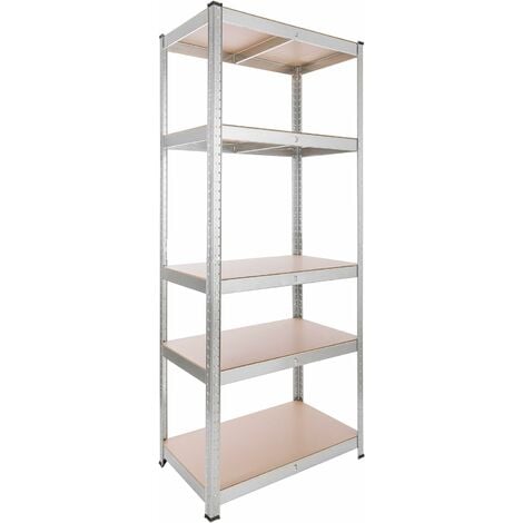 AREBOS Étagère Charge Lourde  875 kg Capacité Totale  180 x 75 x 45 cm  Métal galvanisé et Panneau de Fibre de Bois MDF