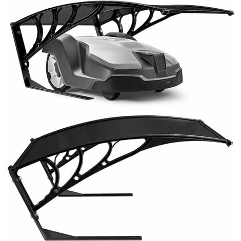 AREBOS Garage de tondeuse robot  Abri pour Robot  102 x 79 x 46 cm  Noir  avec pieds en métal  matériel de montage inclus