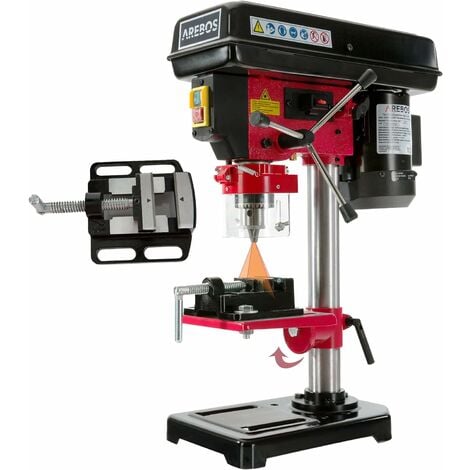 AREBOS Perceuse à colonne 500W système d'alignement laser Réglage de table 45 – 0 – 45 degrés 5 Vitesses Plage de Serrage 1,5 -13 mm
