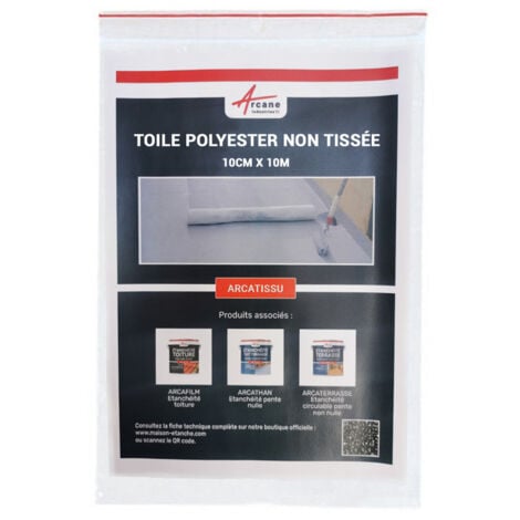 Armature étanchéité fissures toile de renfort Réparation Tuile ardoise Faîtage Rive Chenaux Acrotère Solin Chenaux gouttière ARCATISSU - 10 cm x 10m  - ARCANE INDUSTRIES