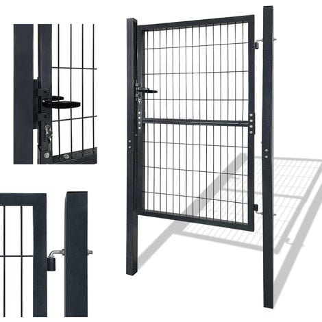 AUFUN 125 x100cm Porte de jardin Porte de cour Porte de jardin Avec serrure Porte de jardin,Porte de clôture,Porte de clôture,Clôture de jardin, Noir