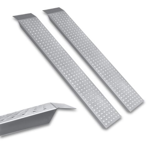 AUFUN Lot de 2 rampes de Chargement, antidérapantes, pour remorque, Moto, ATV et Quad, Jusqu’à 400 kg, Largeur 22,5 cm, Argent