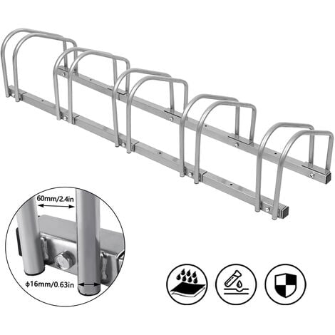 AUFUN Supports pour vélos Supports métalliques au sol (5 vélos)
