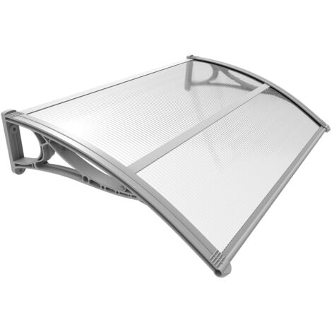 Auvent de porte marquise 120x80 cm transparent en Polycarbonate anti UV