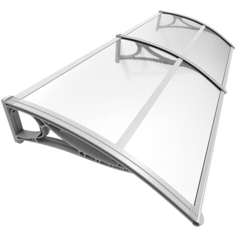 Auvent de porte marquise 200x80 cm transparent en Polycarbonate anti UV