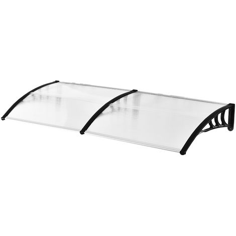 Auvent marquise de porte design voûté arrondi dim. 195L x 80l x 23H cm polycarbonate plastique noir