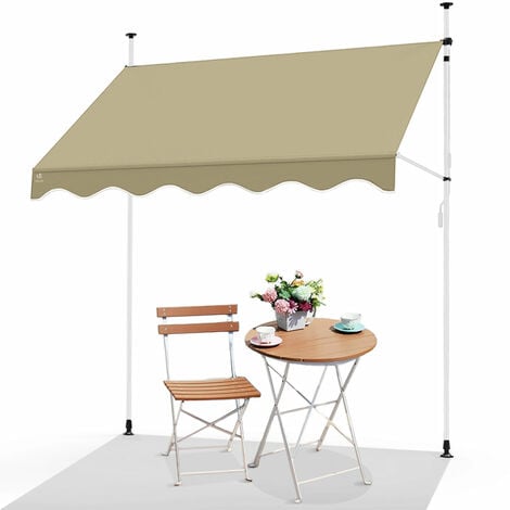 Auvent retractable manuel sans percage 250cm beige