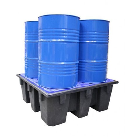 Bac de rétention avec Caillebotis acier galvanisé pour 4 fûts - Capacité 450 L - 1100kg - BRCECOG450/485008F
