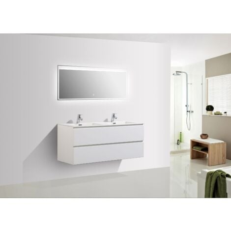 BERNSTEIN - Meuble salle de bain Alice 1200 blanc mat - Miroir en option Sans miroir, Mat