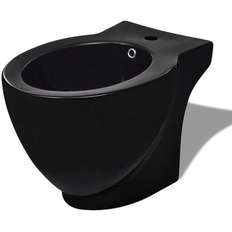 Bidet rond à poser en céramique sanitaire noir vidaXL