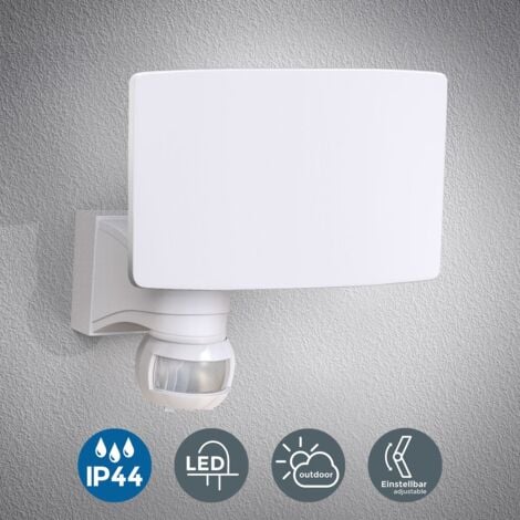 B.K.Licht applique murale extérieur avec détecteur de mouvements, platine LED 20W intégrée, intensité lumineuse 2300lm, lumière blanche neutre 4000K, IP44, blanche
