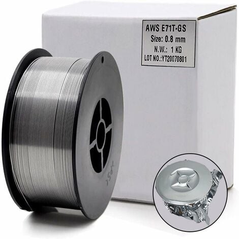 Bobine de Fil Fourre de Flux Sans Gaz Auto-blinde E71T-GS 0.8mm 1kg Pour le Soudage MIG Universel Pour Tous Azimuts
