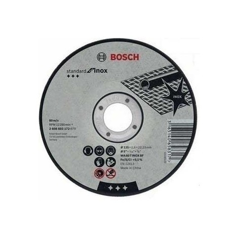 Boite de 10 Disques BOSCH Ø125 X 22.23 X 1.6 Standard INOX - 2608619050