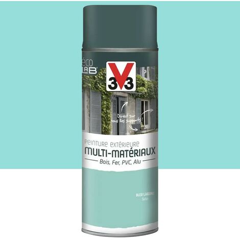 Bombe de Peinture aérosol V33 Déco LAB Extérieure Multi-Matériaux Bleu lagune Satin 0,4 L