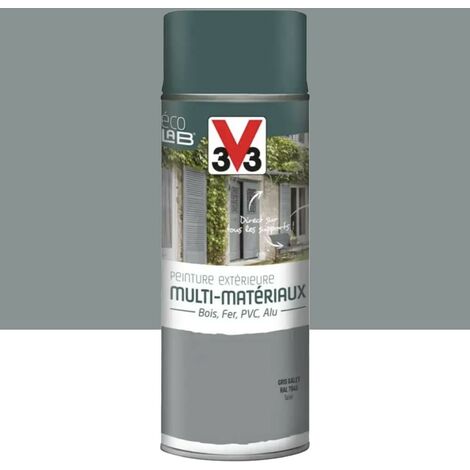 Bombe de Peinture aérosol V33 Déco LAB Extérieure Multi-Matériaux Gris galet Satin 0,4 L