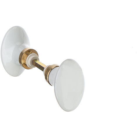Bouton double ovale en porcelaine blanche