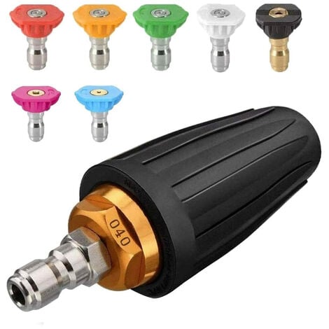 Buse turbo pour nettoyeur haute pression, buse rotative et 7 pointes, raccord rapide 1/4', 4000 Psi, Noir, (406689), kit jet pour nettoyeur haute pression, rotabuse haute pression - Keyoung