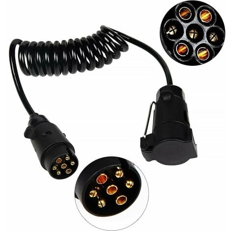 Câbles d'extension pour remorques 7-7Pin 2M Câblage Prise Caravane Rallonge spirale câble pour véhicules